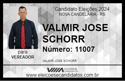 Candidato VALMIR JOSE SCHORR 2024 - NOVA CANDELÁRIA - Eleições