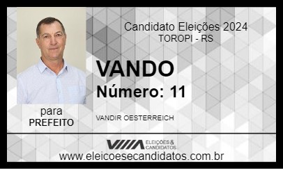 Candidato VANDO 2024 - TOROPI - Eleições