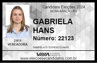 Candidato GABRIELA HANS 2024 - NOVA ARAÇÁ - Eleições