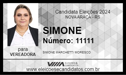 Candidato SIMONE 2024 - NOVA ARAÇÁ - Eleições