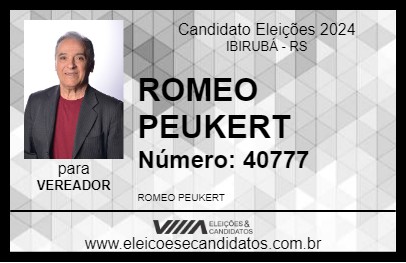 Candidato ROMEO PEUKERT 2024 - IBIRUBÁ - Eleições