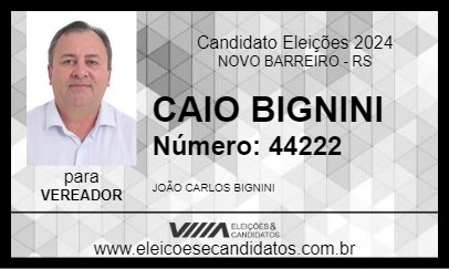 Candidato CAIO BIGNINI 2024 - NOVO BARREIRO - Eleições