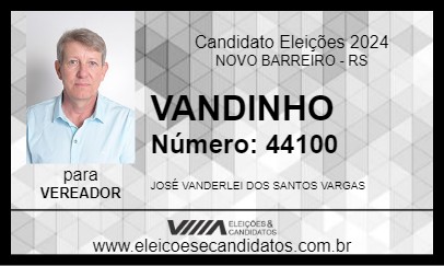 Candidato VANDINHO 2024 - NOVO BARREIRO - Eleições