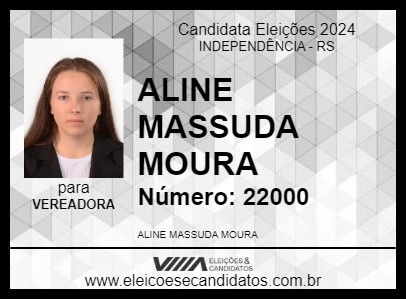 Candidato ALINE MASSUDA MOURA 2024 - INDEPENDÊNCIA - Eleições