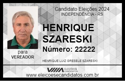 Candidato HENRIQUE SZARESKI 2024 - INDEPENDÊNCIA - Eleições