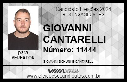 Candidato GIOVANNI CANTARELLI 2024 - RESTINGA SÊCA - Eleições