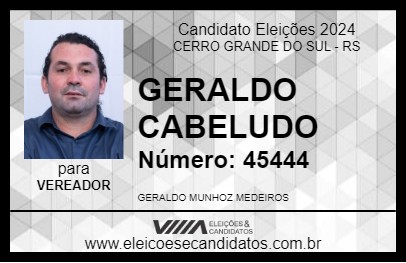 Candidato GERALDO CABELUDO 2024 - CERRO GRANDE DO SUL - Eleições