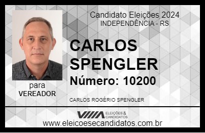 Candidato CARLOS SPENGLER  2024 - INDEPENDÊNCIA - Eleições