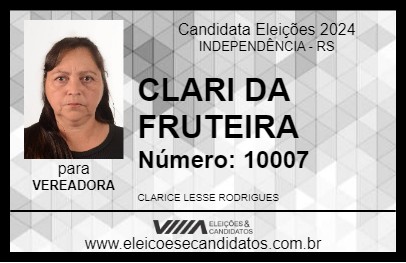 Candidato CLARI DA FRUTEIRA 2024 - INDEPENDÊNCIA - Eleições