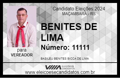 Candidato BENITES DE LIMA 2024 - MAÇAMBARÁ - Eleições