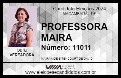 Candidato PROFESSORA MAIRA 2024 - MAÇAMBARÁ - Eleições