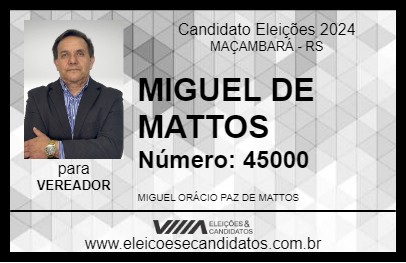 Candidato MIGUEL DE MATTOS 2024 - MAÇAMBARÁ - Eleições