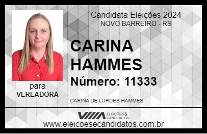 Candidato CARINA HAMMES 2024 - NOVO BARREIRO - Eleições