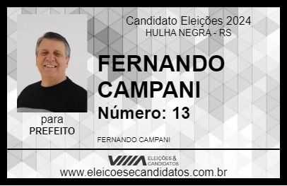 Candidato FERNANDO CAMPANI 2024 - HULHA NEGRA - Eleições