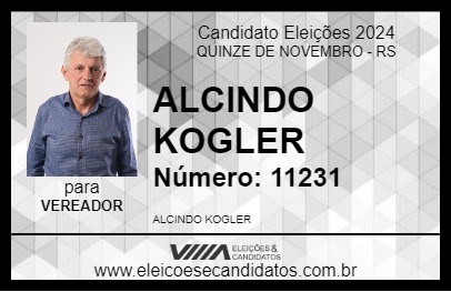 Candidato ALCINDO KOGLER 2024 - QUINZE DE NOVEMBRO - Eleições