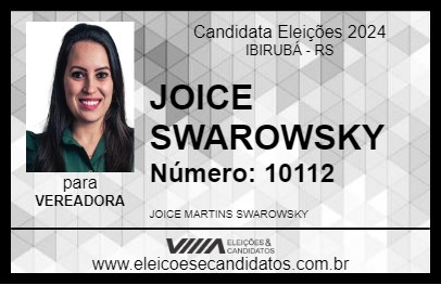 Candidato JOICE SWAROWSKY 2024 - IBIRUBÁ - Eleições