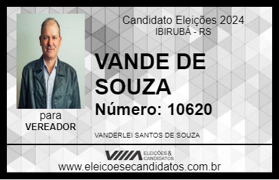 Candidato VANDE DE SOUZA 2024 - IBIRUBÁ - Eleições