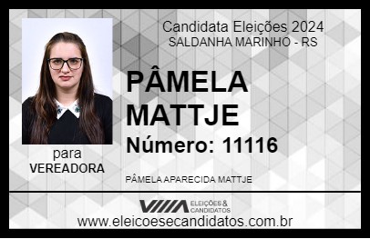 Candidato PÂMELA MATTJE 2024 - SALDANHA MARINHO - Eleições