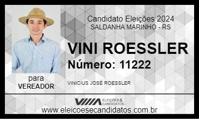 Candidato VINI ROESSLER 2024 - SALDANHA MARINHO - Eleições