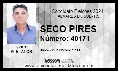 Candidato SECO PIRES  2024 - PALMARES DO SUL - Eleições