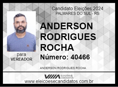 Candidato ANDERSON RODRIGUES ROCHA 2024 - PALMARES DO SUL - Eleições