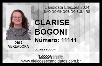 Candidato CLARISE BOGONI 2024 - SÃO DOMINGOS DO SUL - Eleições