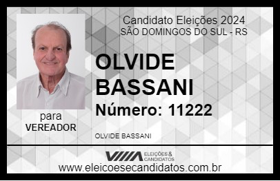 Candidato OLVIDE BASSANI 2024 - SÃO DOMINGOS DO SUL - Eleições