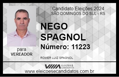 Candidato NEGO SPAGNOL 2024 - SÃO DOMINGOS DO SUL - Eleições