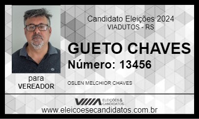 Candidato GUETO CHAVES 2024 - VIADUTOS - Eleições