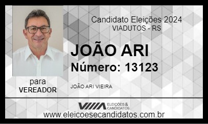 Candidato JOÃO ARI 2024 - VIADUTOS - Eleições