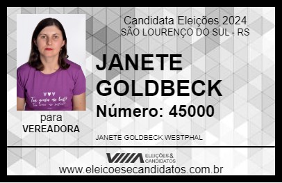 Candidato JANETE GOLDBECK 2024 - SÃO LOURENÇO DO SUL - Eleições