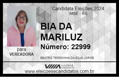 Candidato BIA DA MARILUZ 2024 - IMBÉ - Eleições