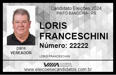 Candidato LORIS FRANCESCHINI 2024 - PINTO BANDEIRA - Eleições