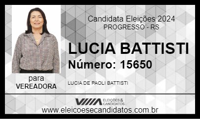 Candidato LUCIA BATTISTI 2024 - PROGRESSO - Eleições