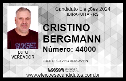 Candidato CRISTINO BERGMANN 2024 - IBIRAPUITÃ - Eleições