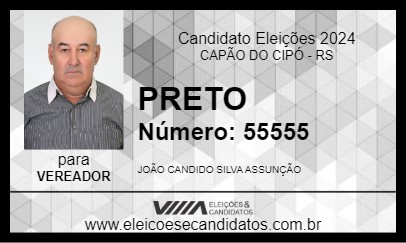 Candidato PRETO 2024 - CAPÃO DO CIPÓ - Eleições