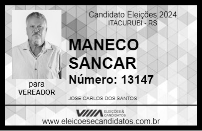 Candidato MANECO SANCAR 2024 - ITACURUBI - Eleições