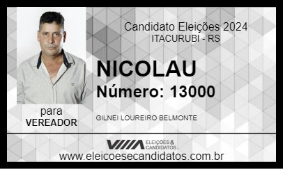 Candidato NICOLAU 2024 - ITACURUBI - Eleições