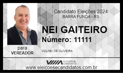 Candidato NEI GAITEIRO 2024 - BARRA FUNDA - Eleições