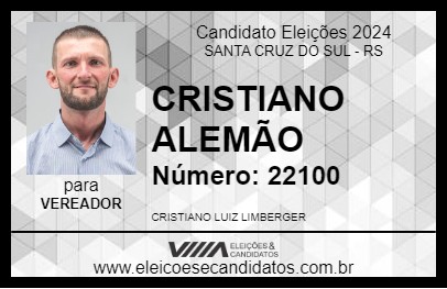 Candidato CRISTIANO ALEMÃO 2024 - SANTA CRUZ DO SUL - Eleições