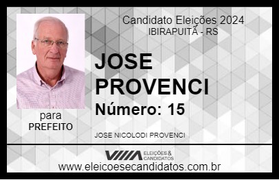 Candidato JOSE PROVENCI 2024 - IBIRAPUITÃ - Eleições