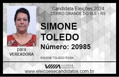 Candidato SIMONE TOLEDO 2024 - CERRO GRANDE DO SUL - Eleições