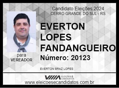 Candidato EVERTON LOPES FANDANGUEIRO 2024 - CERRO GRANDE DO SUL - Eleições