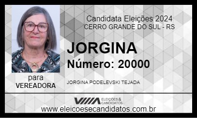 Candidato JORGINA 2024 - CERRO GRANDE DO SUL - Eleições