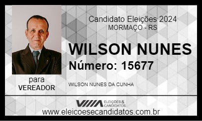 Candidato WILSON NUNES 2024 - MORMAÇO - Eleições