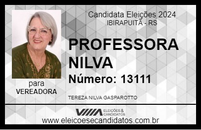 Candidato PROFESSORA NILVA 2024 - IBIRAPUITÃ - Eleições