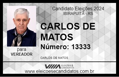 Candidato CARLOS DE MATOS 2024 - IBIRAPUITÃ - Eleições