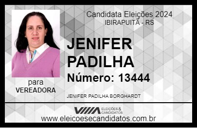 Candidato JENIFER PADILHA 2024 - IBIRAPUITÃ - Eleições