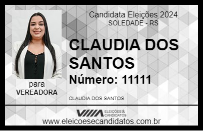 Candidato CLAUDIA DOS SANTOS 2024 - SOLEDADE - Eleições