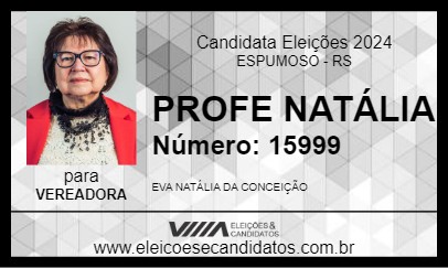 Candidato PROFE NATÁLIA 2024 - ESPUMOSO - Eleições